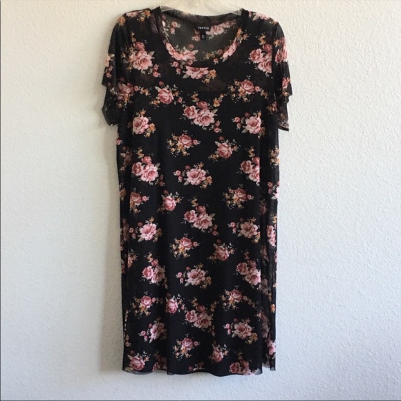 Torrid Multi-Color Floral Print Mesh Tee Dress - Picture 2 of 7